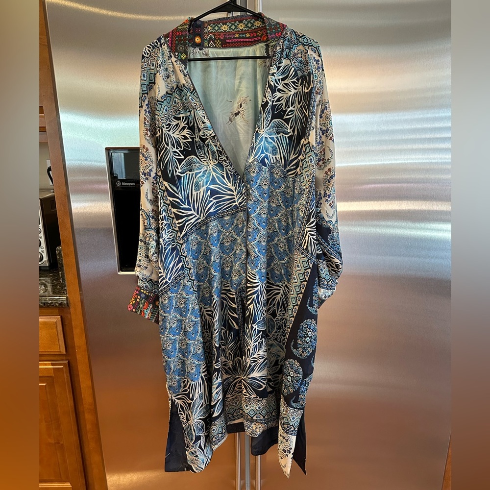 Johnny Was Blue and White Floral Kimono